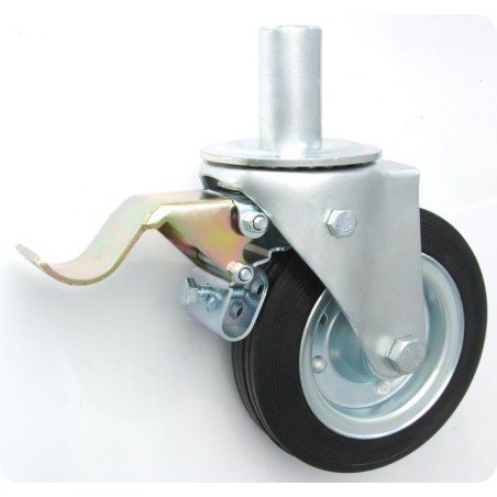 Koło metal-guma 160mm obudowa z trzpieniem+hamulec 46h