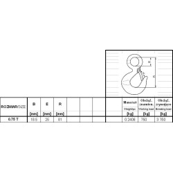 Hak z uchem i zabezpieczeniem 750kg gm-huz