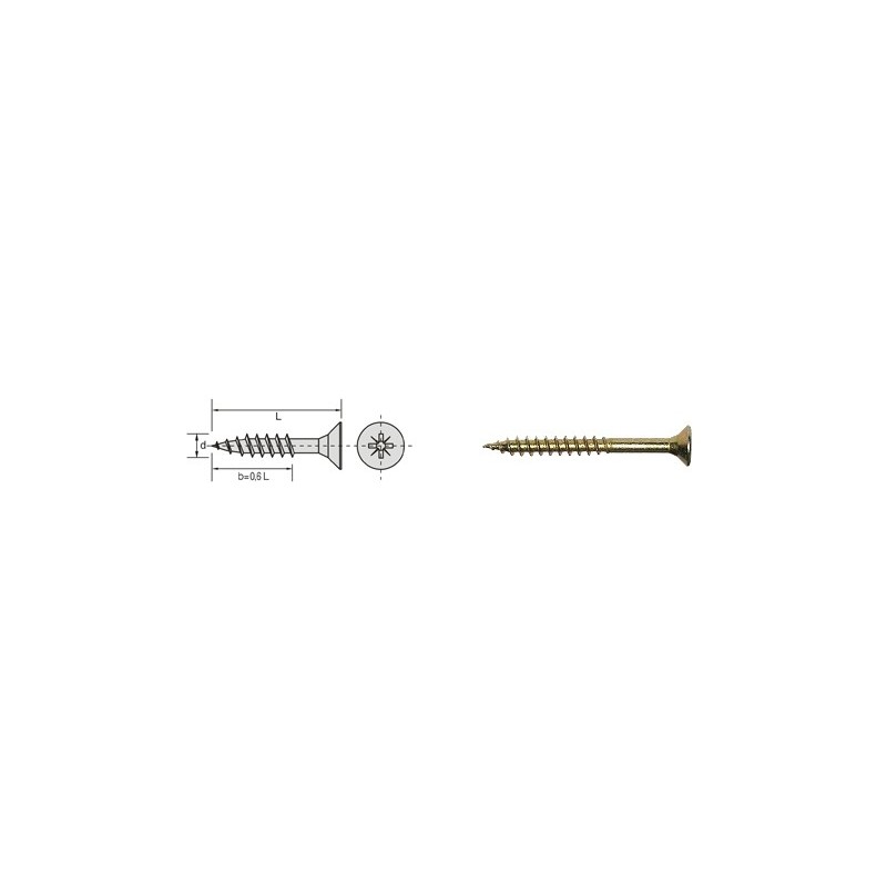Wkręt do drewna ocynk żółty 5.0x40/24mm