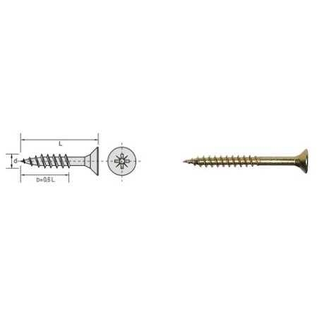 Wkręt do drewna ocynk żółty 5.0x40/24mm