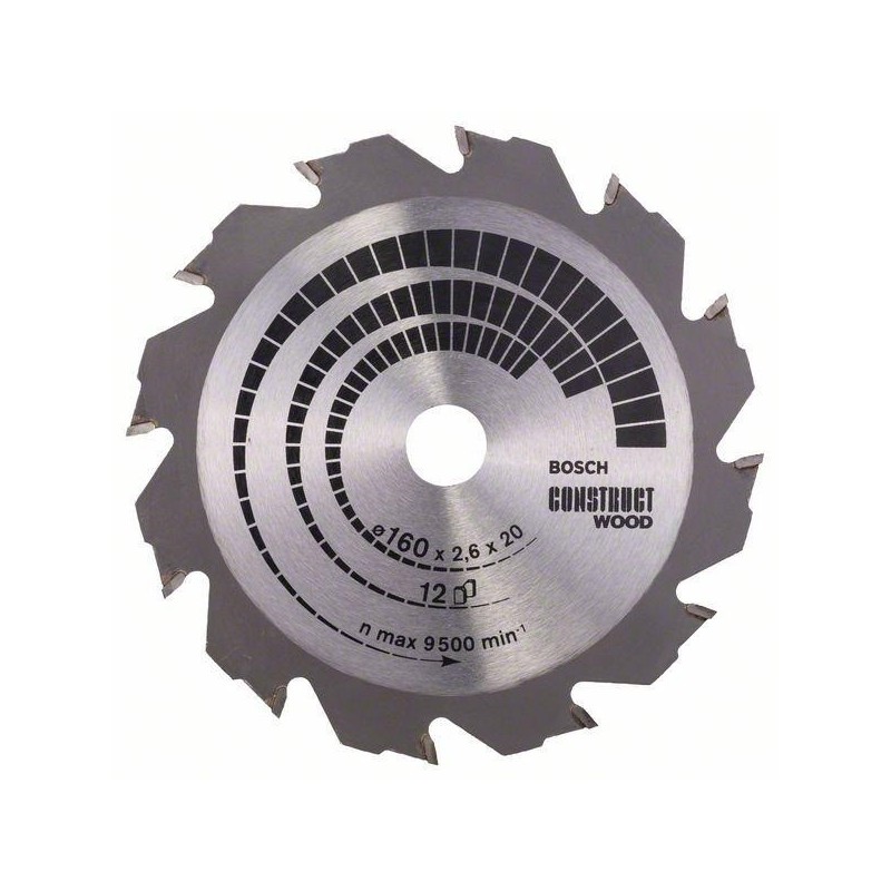 Piła tarczowa h construct wood 160x2,6x20/16z12