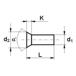 Nit aluminiowy pełny z łbem stożkowym płaskim 4.0x25 mm