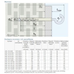 Dybel ramowy z hakiem sufitowym arl 08/080mm
