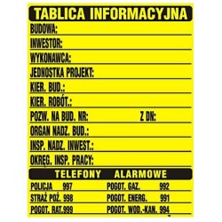 Tablica informacyjna budowlana  700x900mm