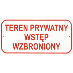 Tablica mała 10x20cm teren prywatny wstęp wzbroniony