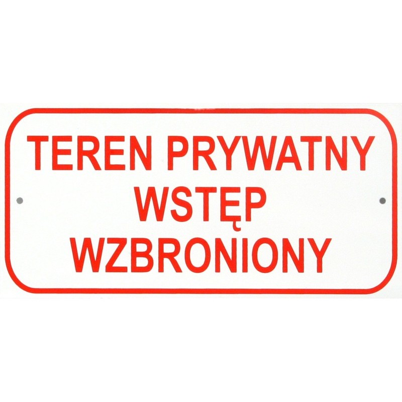 Tablica mała 10x20cm teren prywatny wstęp wzbroniony