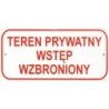 Tablica mała 10x20cm teren prywatny wstęp wzbroniony