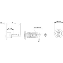 Wkładka bębenkowa okrągła wt-07 mosiężna klucz z nasadką