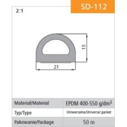 Uszczelka samoprzylepna czarna sd-112-0 21x15mm  mb