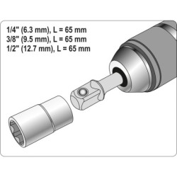 Adapter sds plus do nasadek 1/4'', 3/8'', 1/2''