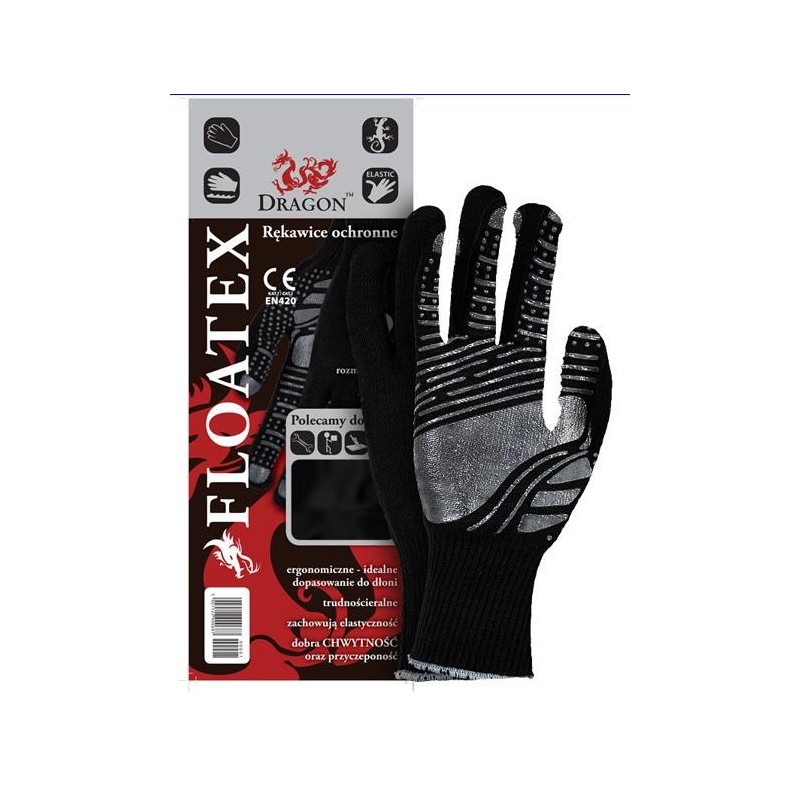 Rękawice bawełna+poliester, powlekane floatex 10
