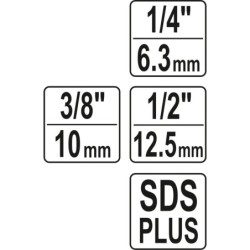 Adapter sds plus do nasadek 1/4'', 3/8'', 1/2''