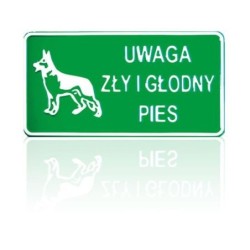Tablica 15x29cm uwaga zły i głodny pies