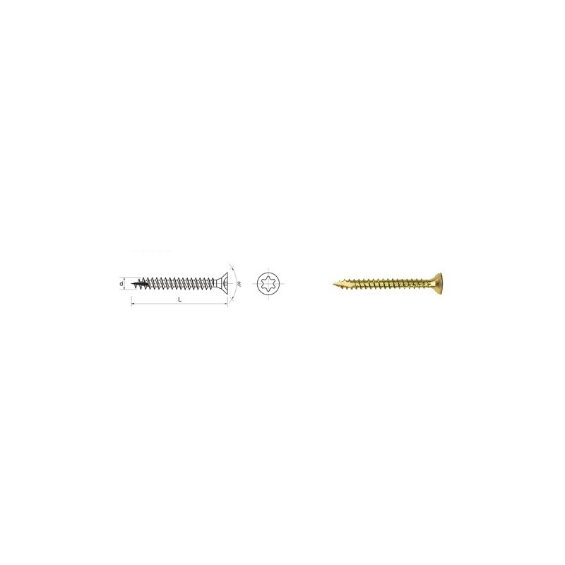 Wkręt do drewna ocynk żółty na torx 3.0x25mm t10