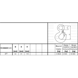 Hak z uchem i zabezpieczeniem 2000kg gm-huz