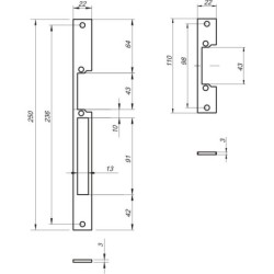 Zaczep płaski do elektrozaczepu re41l szerokość 22mm model l