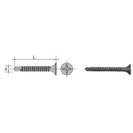 Wkręt samowiertny z łbem kielichowym fosfatyzowany 3.5x25mm