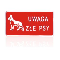 Tablica 15x29cm uwaga złe psy