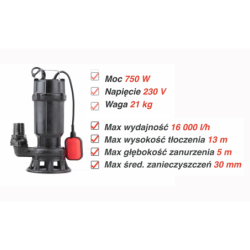 Pompa do ścieków 750w z rozdrabniaczem