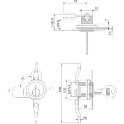 Zamek kasetowy niklowany zkt 31 a-1