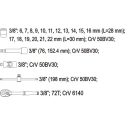 Zestaw narzędzi 3/8 22xc. Xs