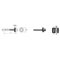Wkręt samowiertny z łbem 6-kątnym hwh 5.5x50mm z epdm 16mm
