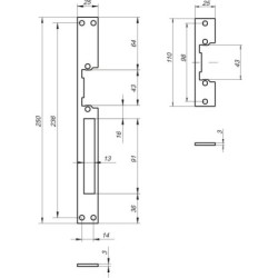 Zaczep płaski do elektrozaczepu re54 szerokość 25mm model b