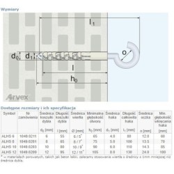 Dybel przedłużany z hakiem sufitowym alhs 12mm
