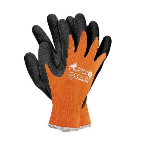 Rękawice dzianinowe powlekane gumą pomarańczowe rdr-neo 10