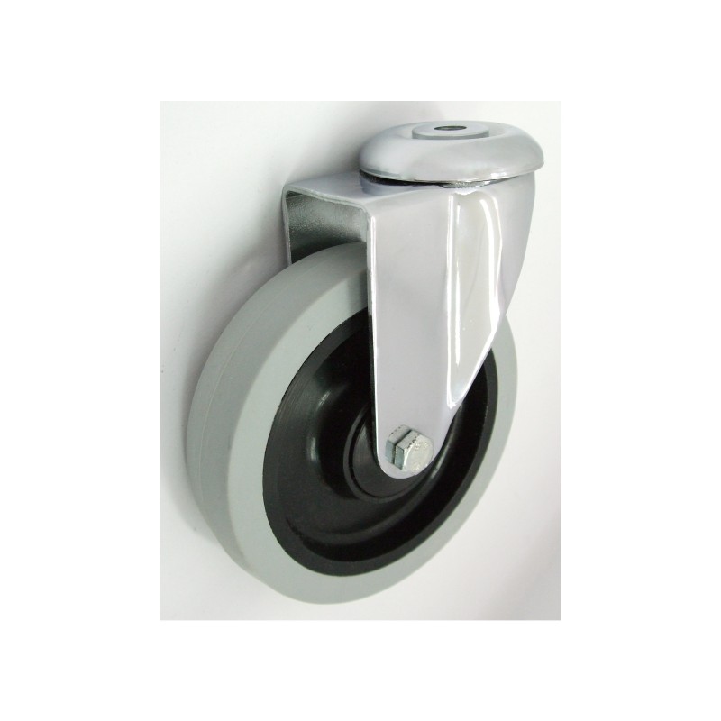 Koło meblowe tworzywo+guma 125mm obudowa z otworem m27t