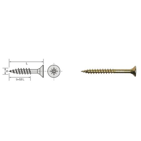 Wkręt do drewna ocynk żółty niepełny gwint fhd 6.0x70mm