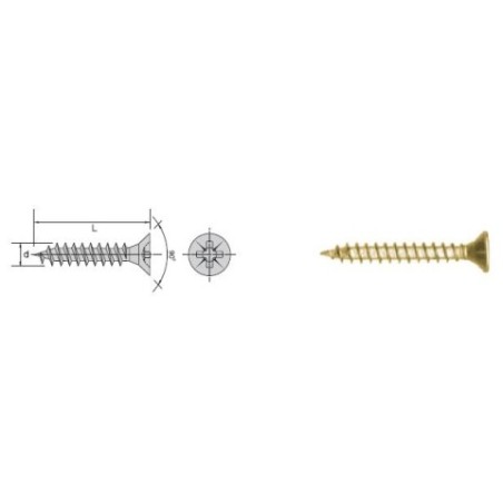 Wkręt do drewna ocynk żółty pełny gwint fhd 4.0x12mm
