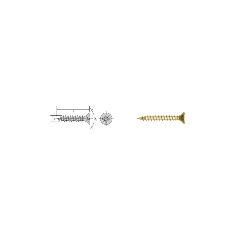Wkręt do drewna ocynk żółty pełny gwint fhd 3.5x16mm