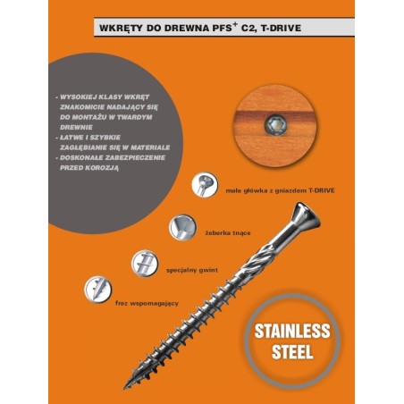 Wkręt do drewna twardego tropic c2 5x60mm t25
