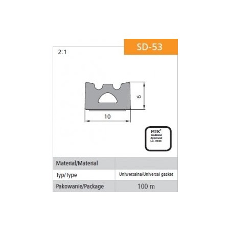 Uszczelka samoprzylepna czarna sd-53/4-0 10x6 100m