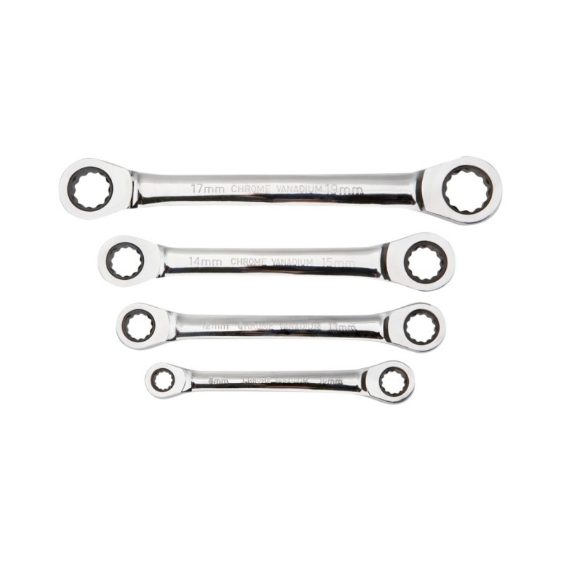 Klucze oczkowe z grzechotką 8-19mm zestaw 4szt