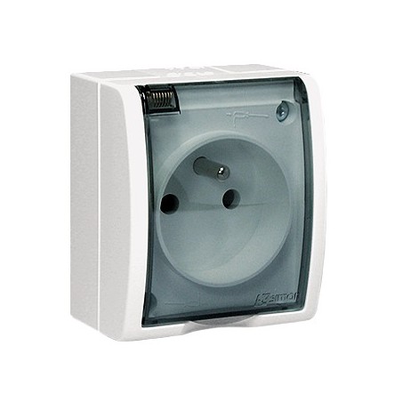 Aquarius gniazdo herm.1-krotne z/u ip54 z kl.dymną białe