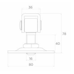 Zawias regulowany 16 mm z płytką 80x80x3mm