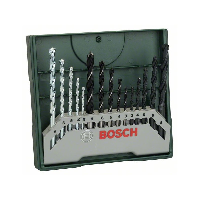Zestaw wierteł do drewna,metalu,betonu x-line 15pc