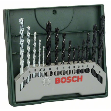 Zestaw wierteł do drewna,metalu,betonu x-line 15pc