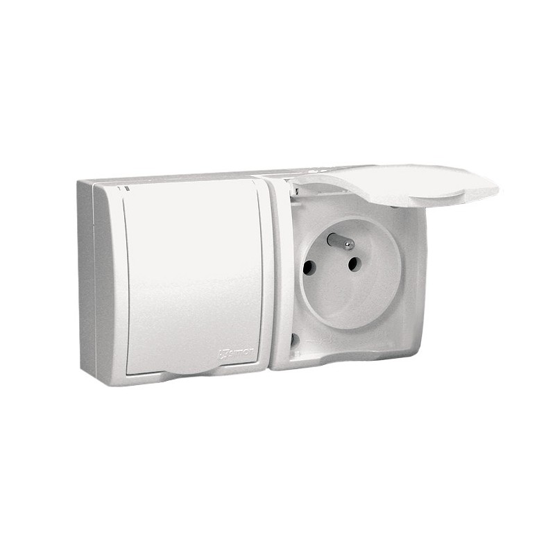 Aquarius gniazdo hermety. 2-krotne z/u ip54 białe z przes. T