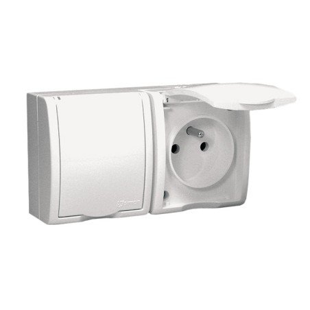 Aquarius gniazdo hermety. 2-krotne z/u ip54 białe z przes. T