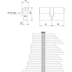 Wkładka asymetryczna 30/40 yeti z gałką nikiel