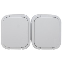 B2 gniazdo podwójne n/t z/u ip54 białe klapka biała