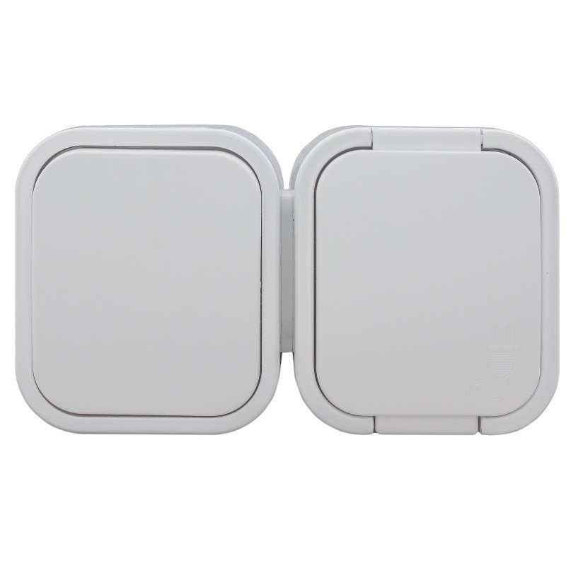 B2 gniazdo pojedyncze n/t z/u ip44 + wyłącznik białe