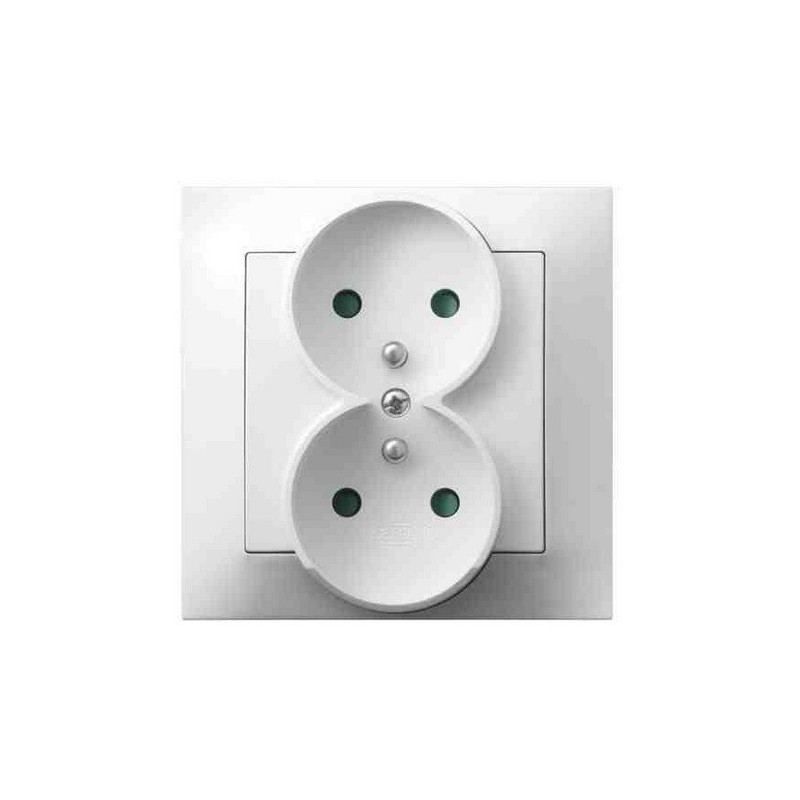 Impresja gniazdo podwójne z/u z przesłoną torów 16a białe