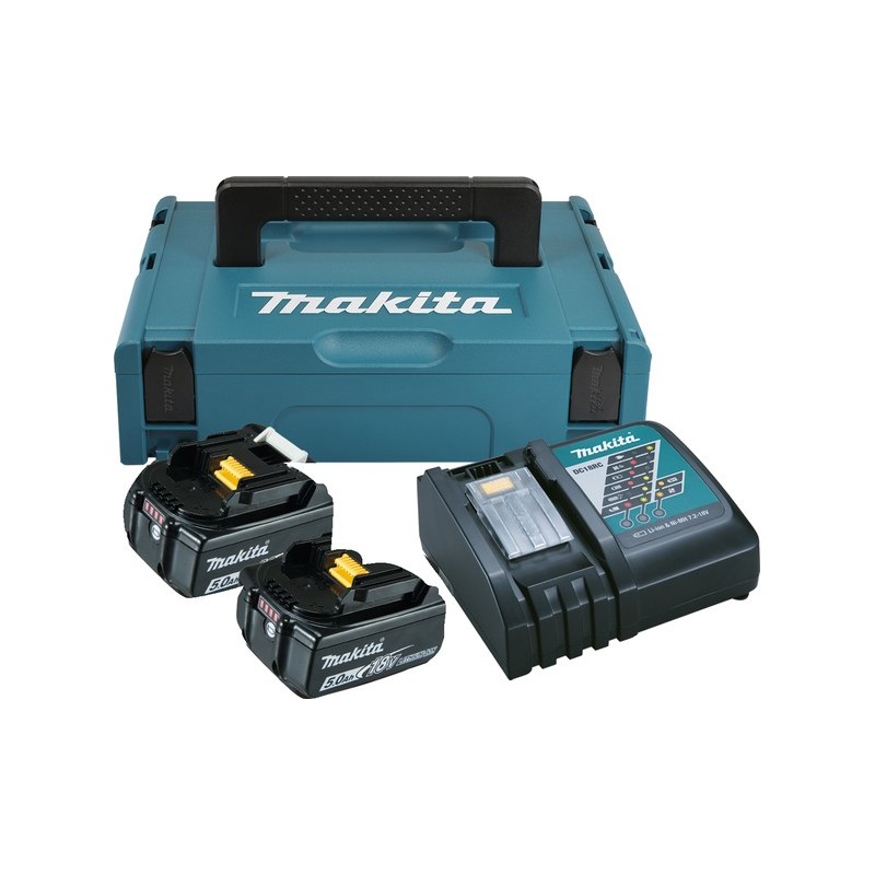 Zestaw zasilający 18v makpac 2x5.0ah bl1850b+dc18rc