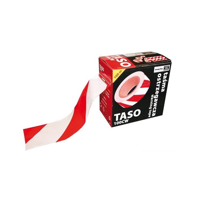 Taśma ostrzegawcza w podajniku 70mmx100mb biało-czer