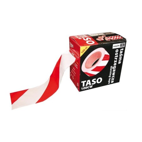 Taśma ostrzegawcza w podajniku 70mmx100mb biało-czer