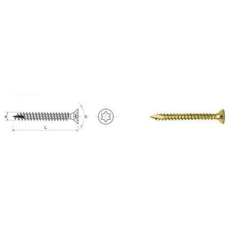 Wkręt do drewna ocynk żółty na torx pfs+ 3.5x16mm t15